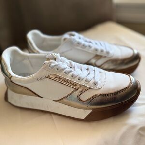 Sam Edelman White and Gold Sneakers